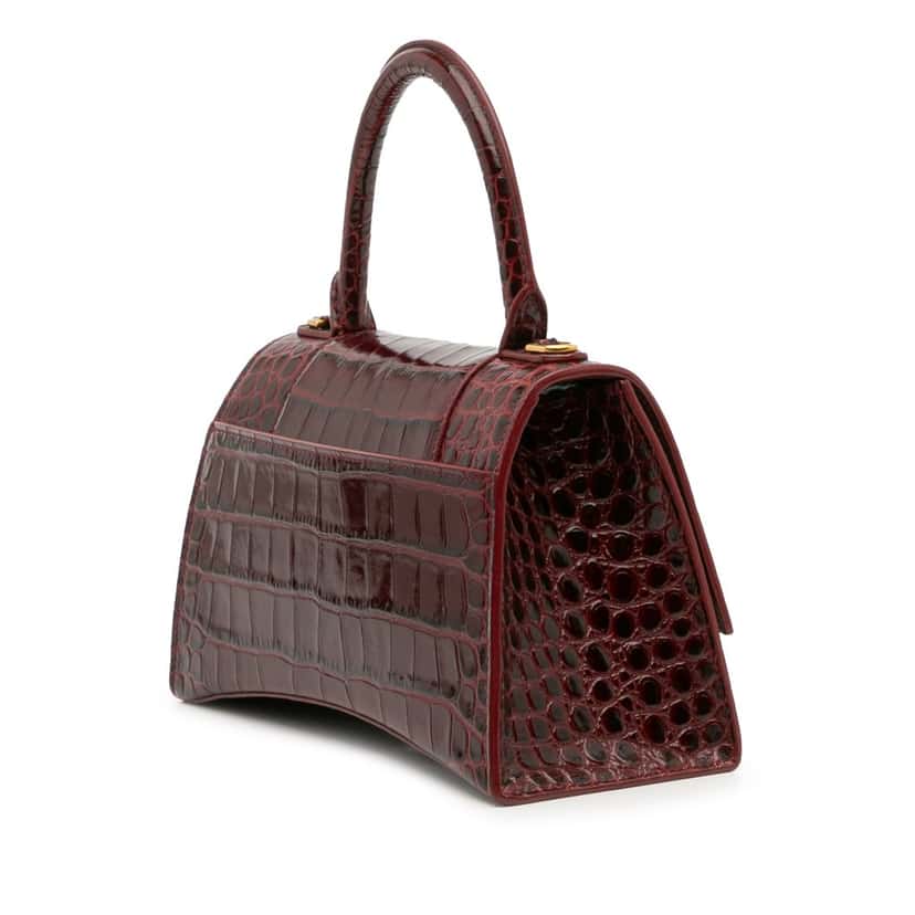 Balenciaga Small Croc Embossed Hourglass Top Handle Bag Red Leather Good condition - Back View