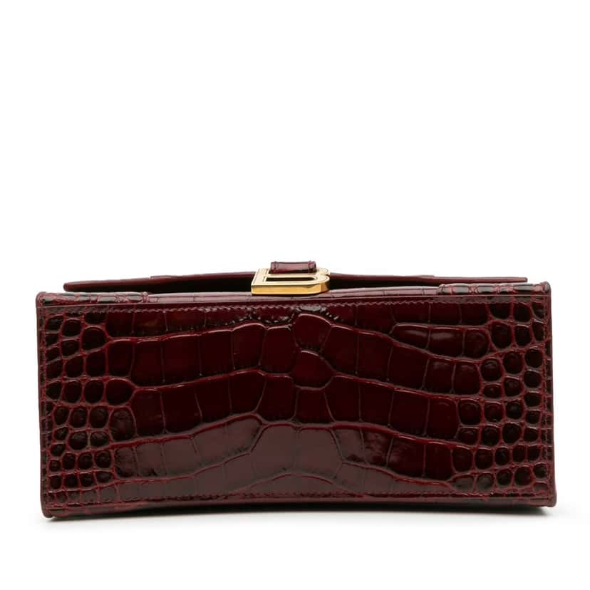 Balenciaga Small Croc Embossed Hourglass Top Handle Bag Red Leather Good condition - Inside View