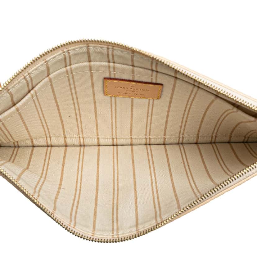 Louis Vuitton Damier Azur Neverfull Pouch MM White Canvas Good condition - Model View