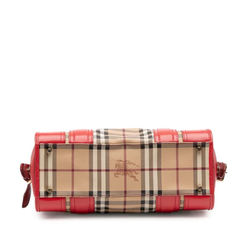 Burberry Haymarket Check Coated Canvas Minford Portrait Satchel Brown Canvas Good condition - Inside View
