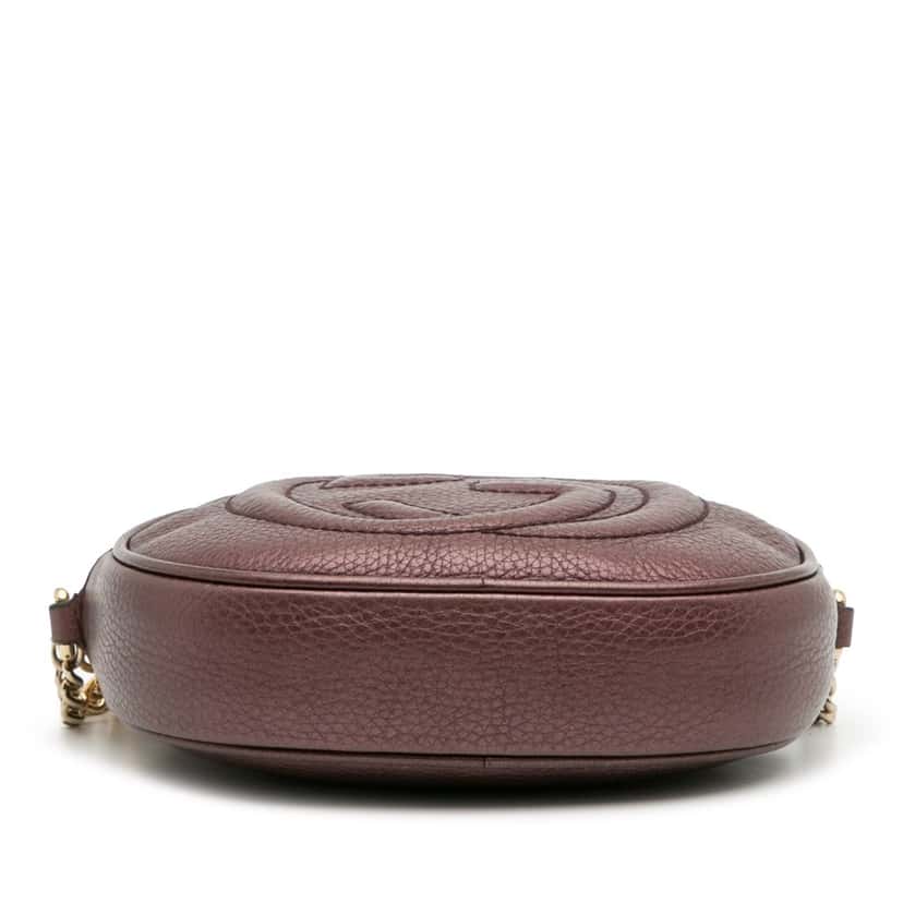 Gucci Mini Metallic Pebbled Calfskin Soho Chain Crossbody Purple Leather Good condition - Inside View