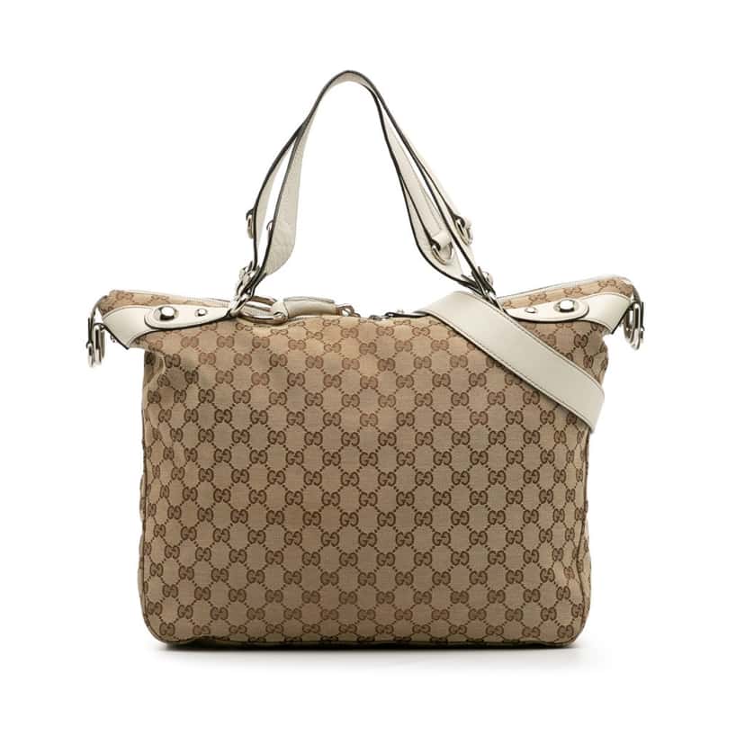 Gucci Large GG Canvas Icon Bit Satchel Brown Canvas Good condition - Front View