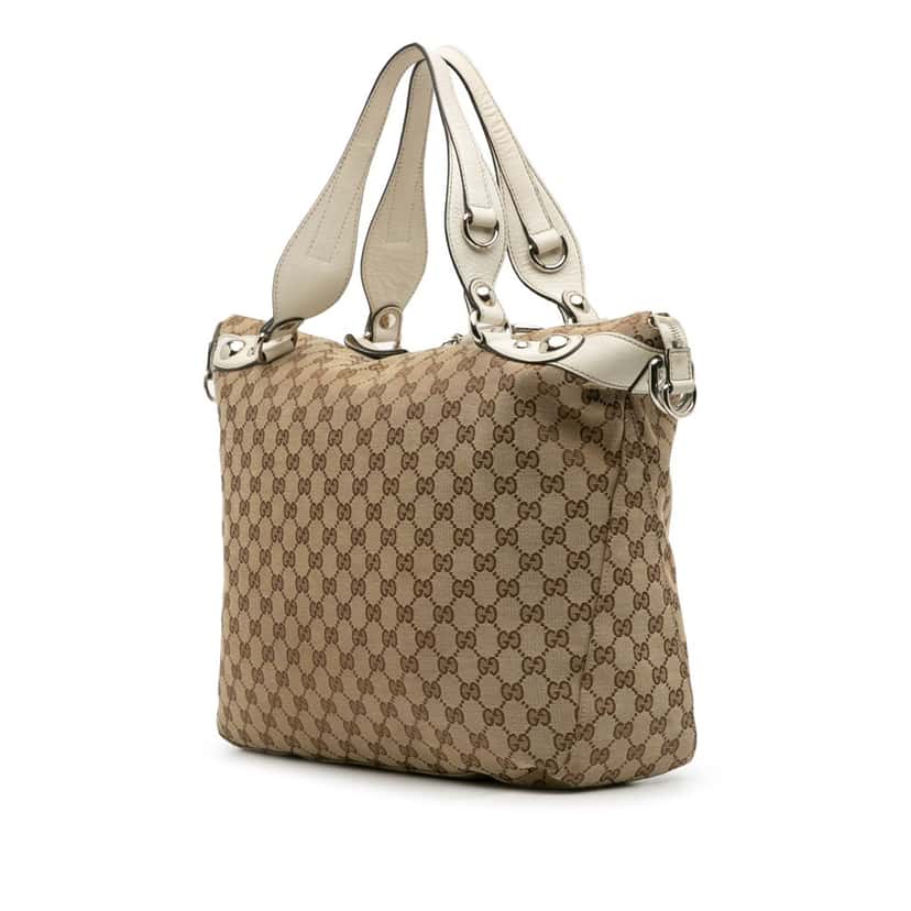 Gucci Large GG Canvas Icon Bit Satchel Brown Canvas Good condition - Back View