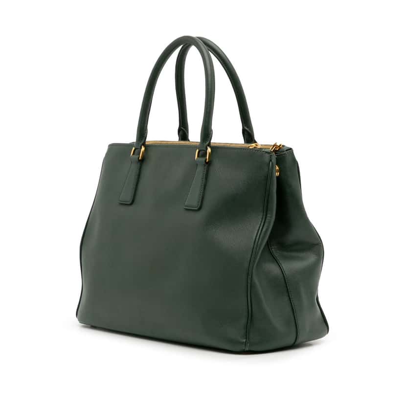 Prada Medium Saffiano Lux Galleria Double Zip Green Leather Good condition - Back View