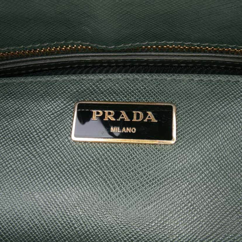 Prada Medium Saffiano Lux Galleria Double Zip Green Leather Good condition - Box View