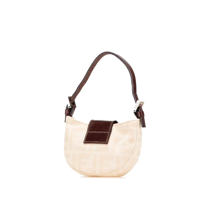 Fendi Mini Zucca Canvas Croissant Handbag Brown Canvas Good condition - Back View