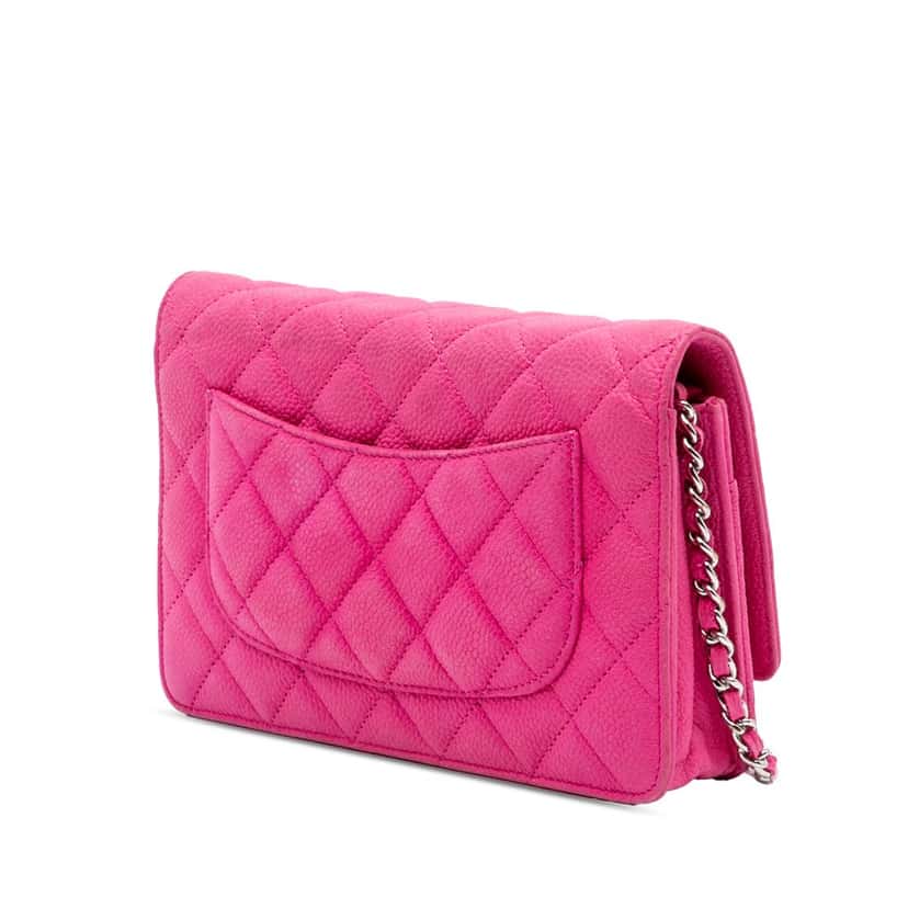 Chanel CC Caviar Wallet on Chain Pink Leather Very good condition - Back View