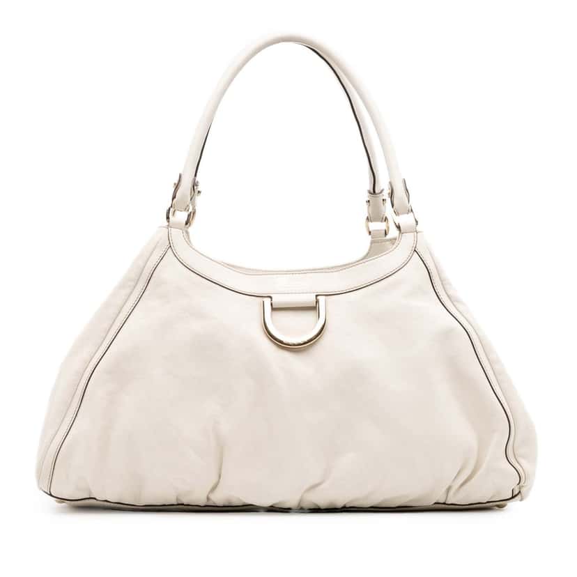 Gucci Leather Abbey D Ring Shoulder Bag White Leather Good condition - Front View