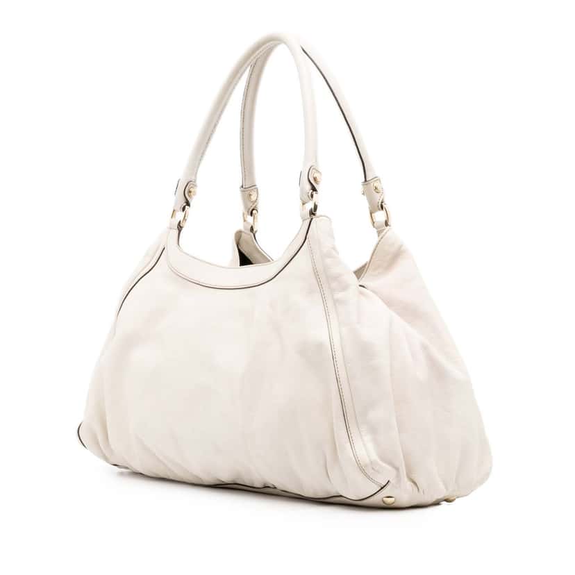 Gucci Leather Abbey D Ring Shoulder Bag White Leather Good condition - Back View
