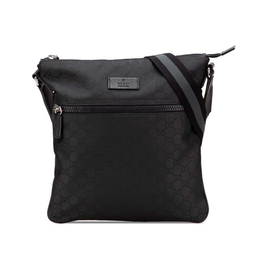 Gucci GG Nylon Web Crossbody Bag Black Good condition - Front View