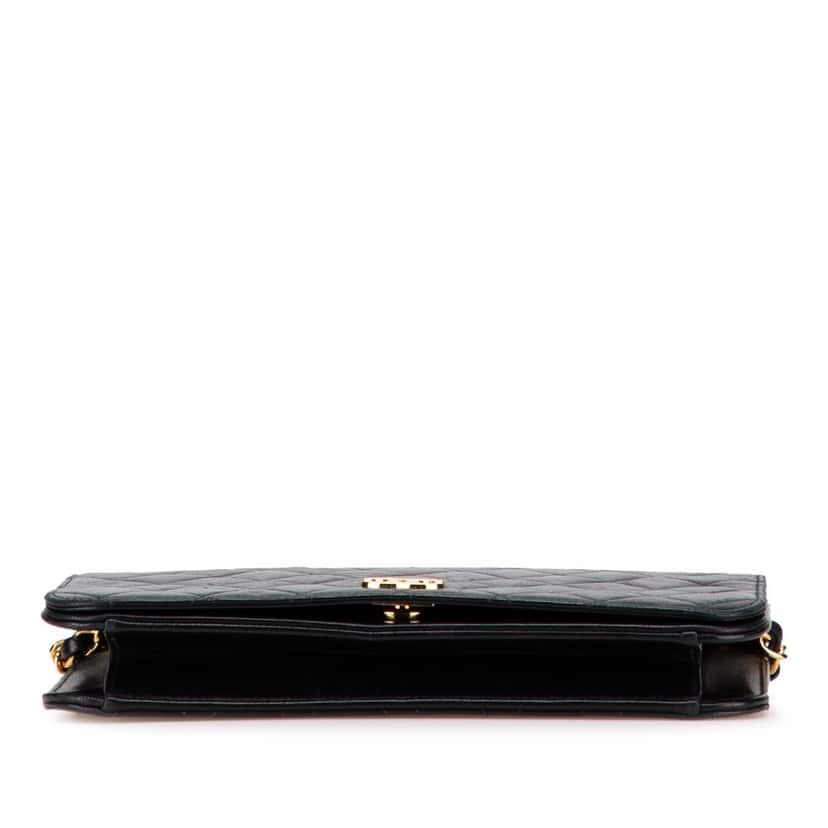 Chanel CC Quilted Lambskin Full Single Flap Black Leather Good condition - Inside View