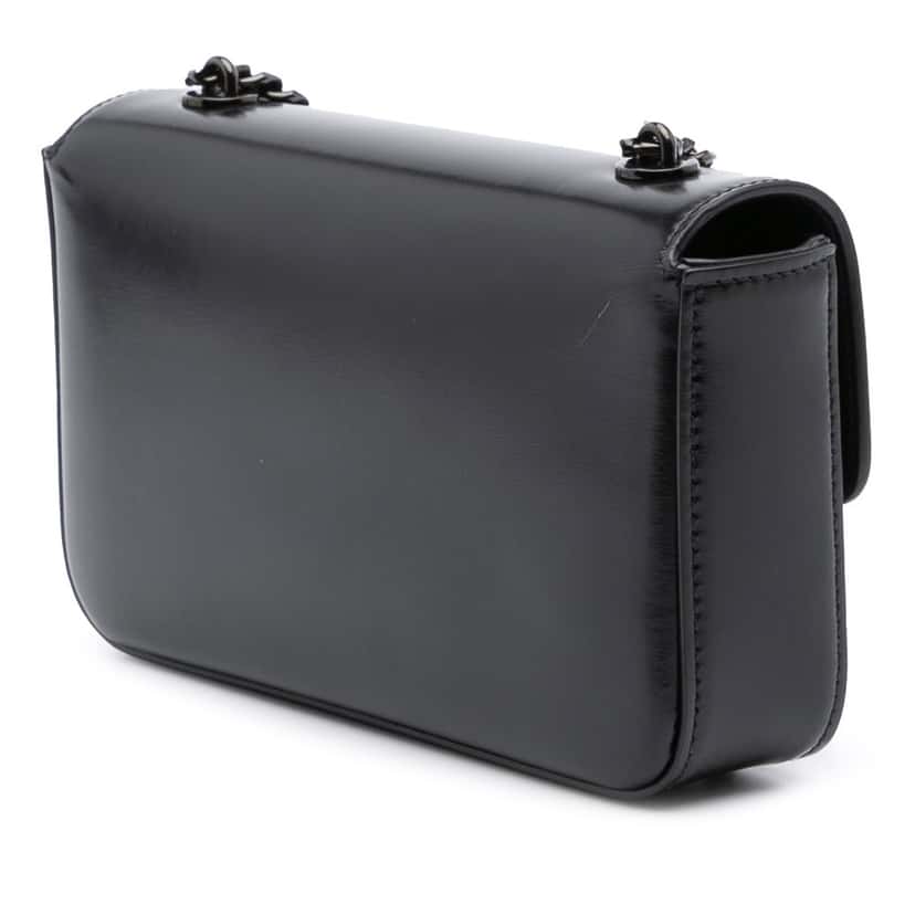 Celine Smooth Calfskin Cuir Triomphe Chain Shoulder Bag Black Leather Good condition - Back View