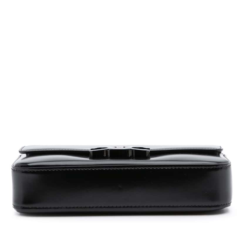 Celine Smooth Calfskin Cuir Triomphe Chain Shoulder Bag Black Leather Good condition - Inside View