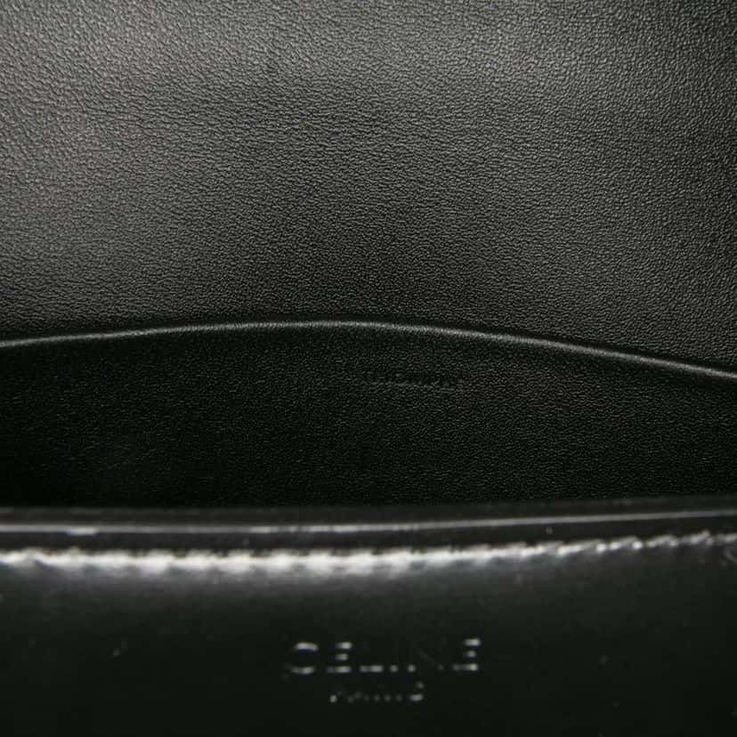 Celine Smooth Calfskin Cuir Triomphe Chain Shoulder Bag Black Leather Good condition - Box View