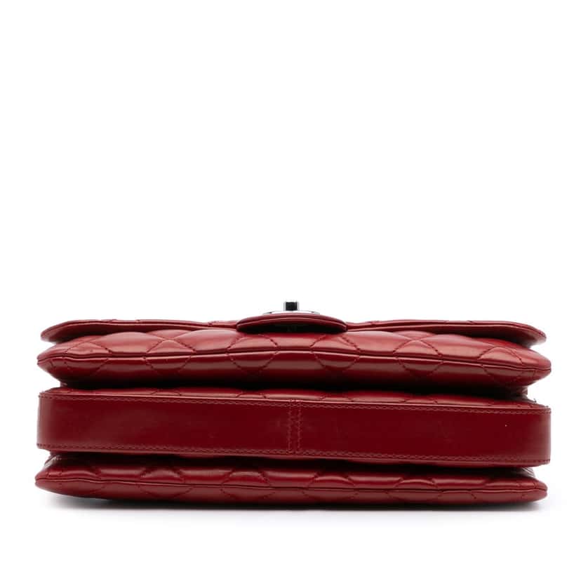 Chanel Medium Quilted Lambskin 3 Accordion Flap Red Leather Good condition - Inside View