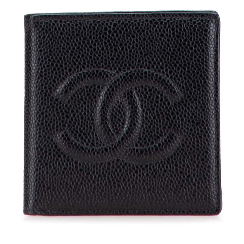 Chanel CC Caviar Bifold Wallet Black Leather Good condition - Front View
