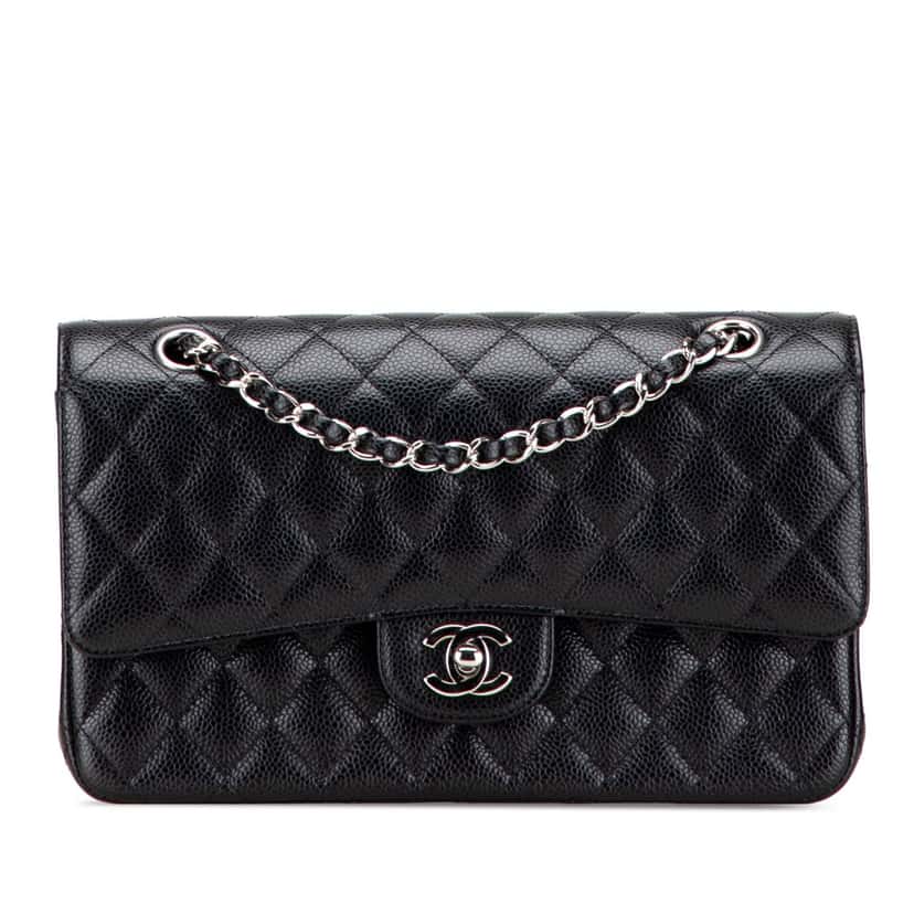 Chanel Medium Classic Caviar Double Flap Black Leather Good condition - Front View