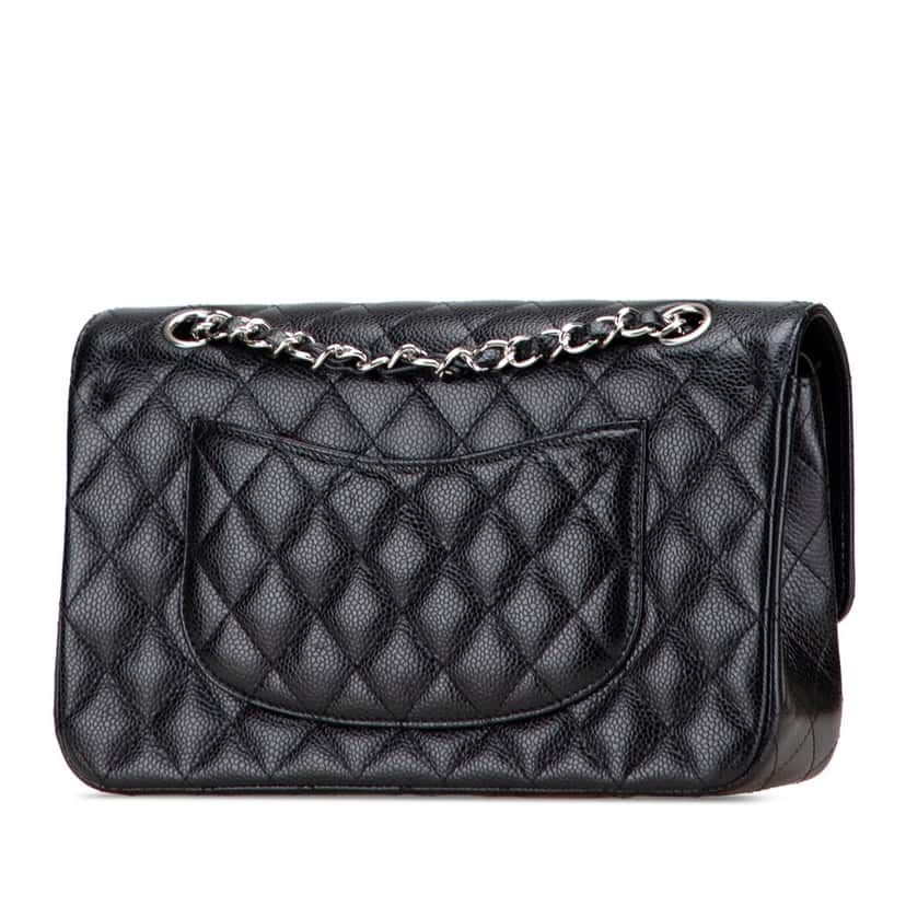 Chanel Medium Classic Caviar Double Flap Black Leather Good condition - Back View