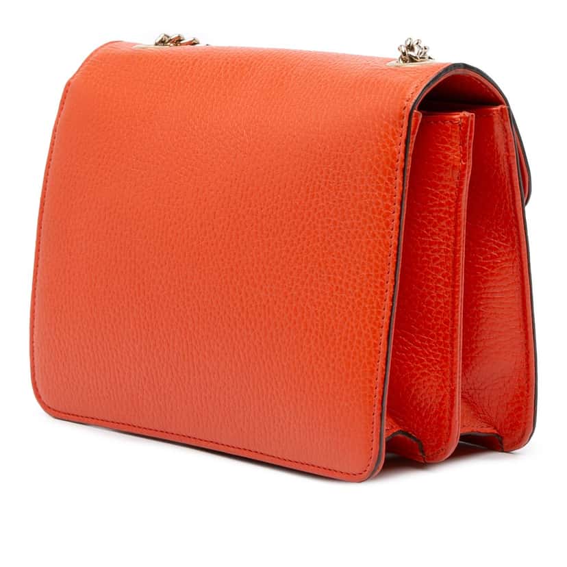 Gucci Small Dollar Calfskin Interlocking G Crossbody Orange Leather Good condition - Back View