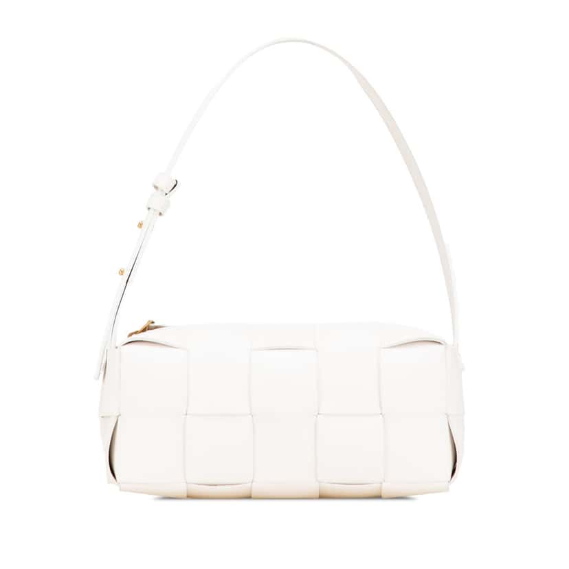 Bottega Veneta Small Lambskin Intrecciato Brick Cassette White Leather Very good condition - Front View