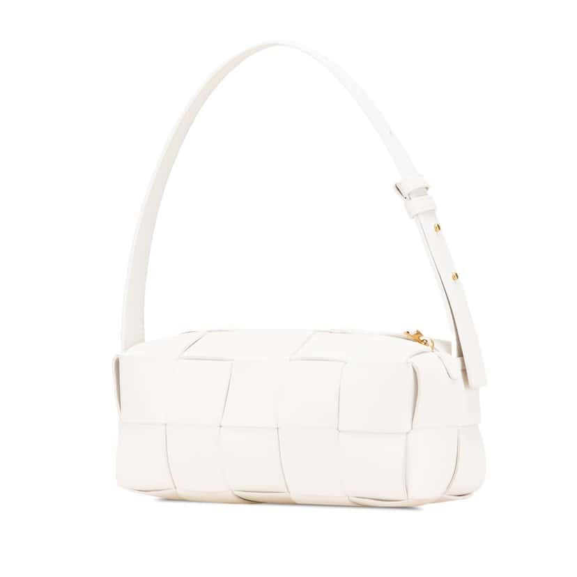 Bottega Veneta Small Lambskin Intrecciato Brick Cassette White Leather Very good condition - Back View