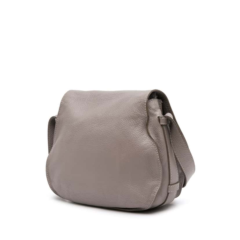 Chloé Small Grained Calfskin Marcie Crossbody Grey Leather Fair condition - Back View
