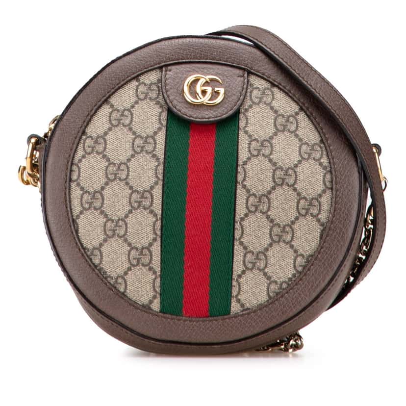 Gucci Mini GG Supreme Round Ophidia Crossbody Brown Canvas Good condition - Front View