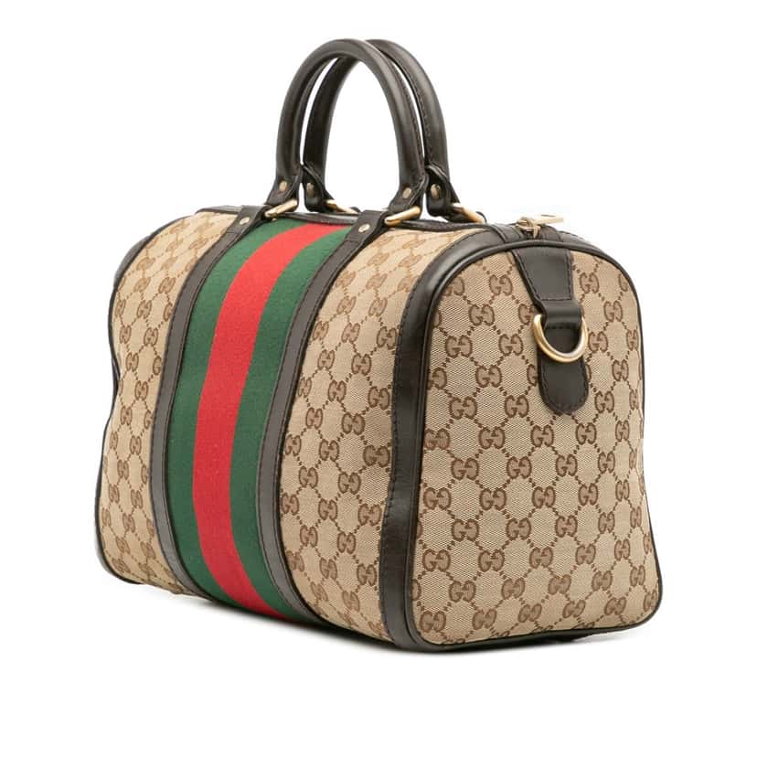 Gucci Medium GG Canvas Web Joy Boston Bag Brown Canvas Good condition - Back View