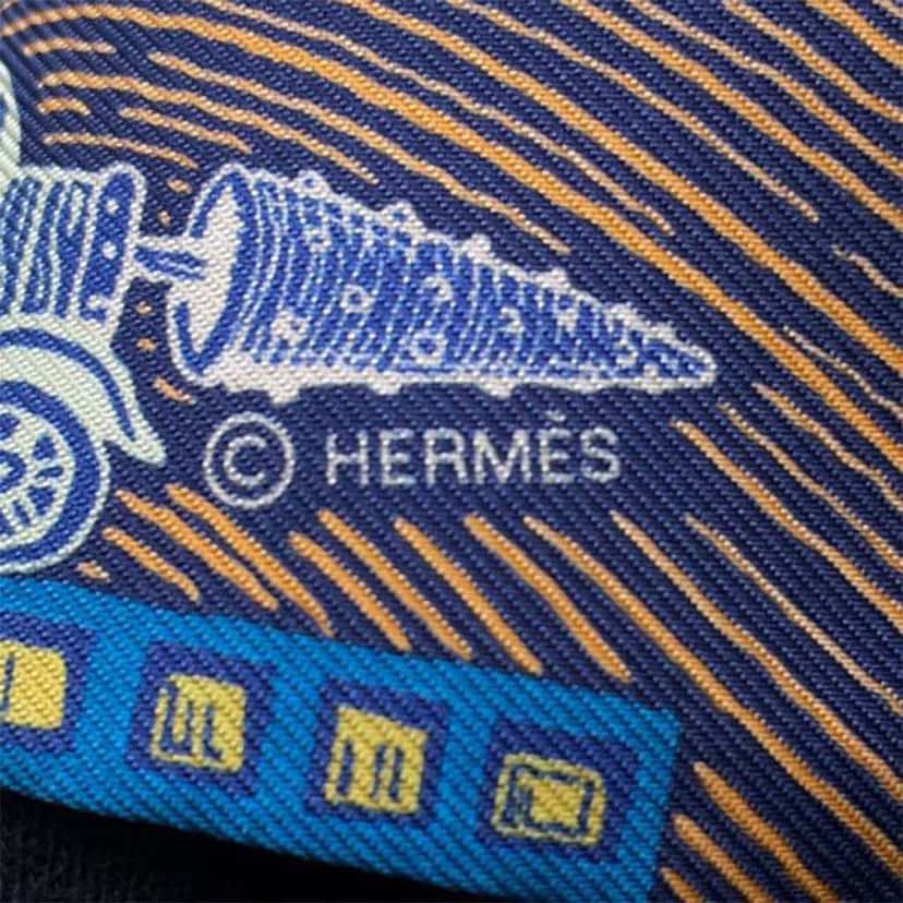 Hermès Super Silk Quest Silk Twilly Scarf Blue Silk Very good condition - Inside View