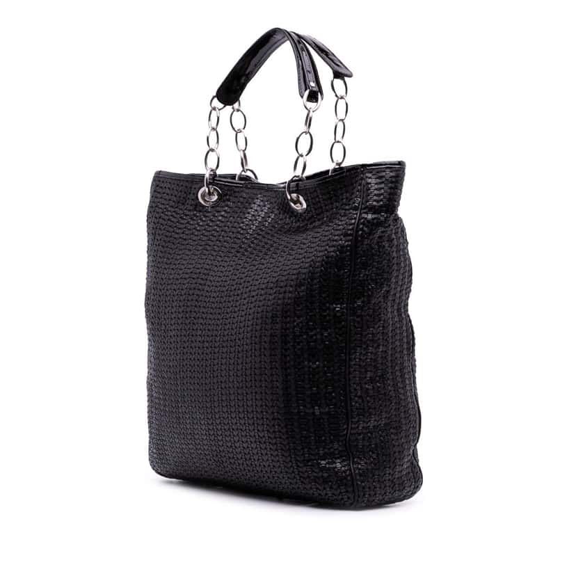 Dior Large Woven Lambskin Lady Dior Soft Shopping Tote Black Leather Good condition - Back View