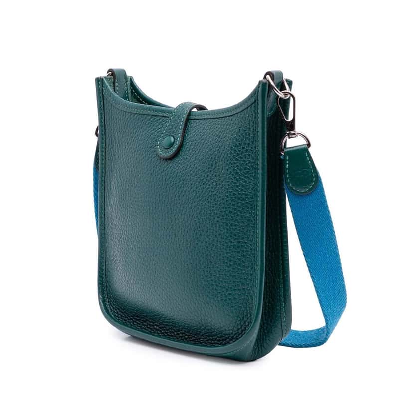 Hermès Clemence Evelyne TPM Green Leather Good condition - Back View