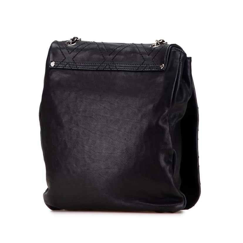 Chanel Large Calfskin Diamond Stitch Crossbody Black Leather Good condition - Back View