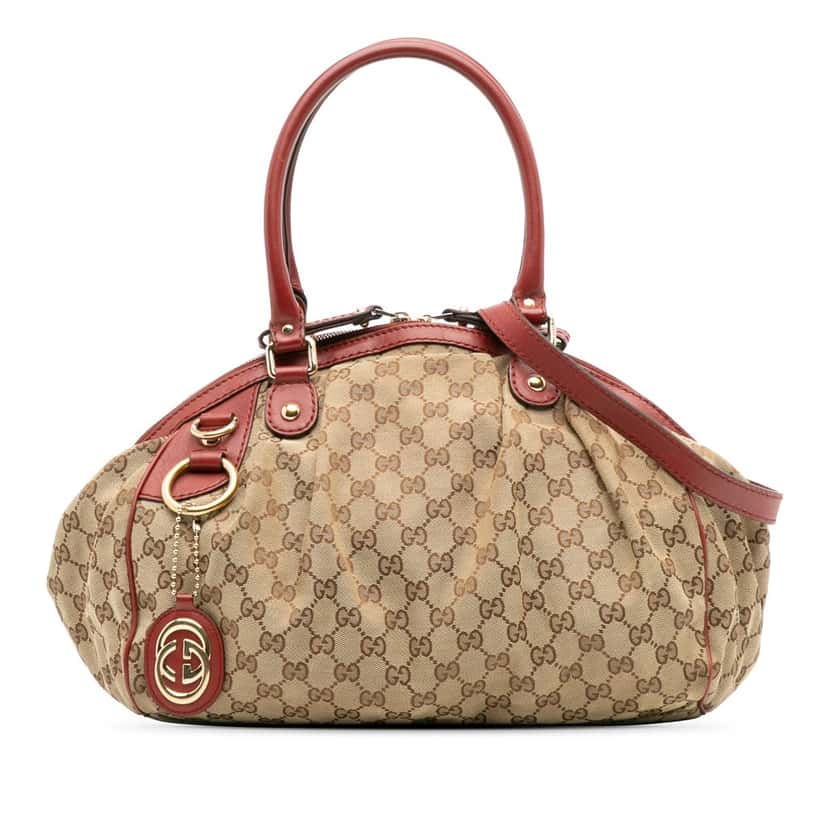 Gucci GG Canvas Sukey Satchel Brown Canvas Good condition - Front View