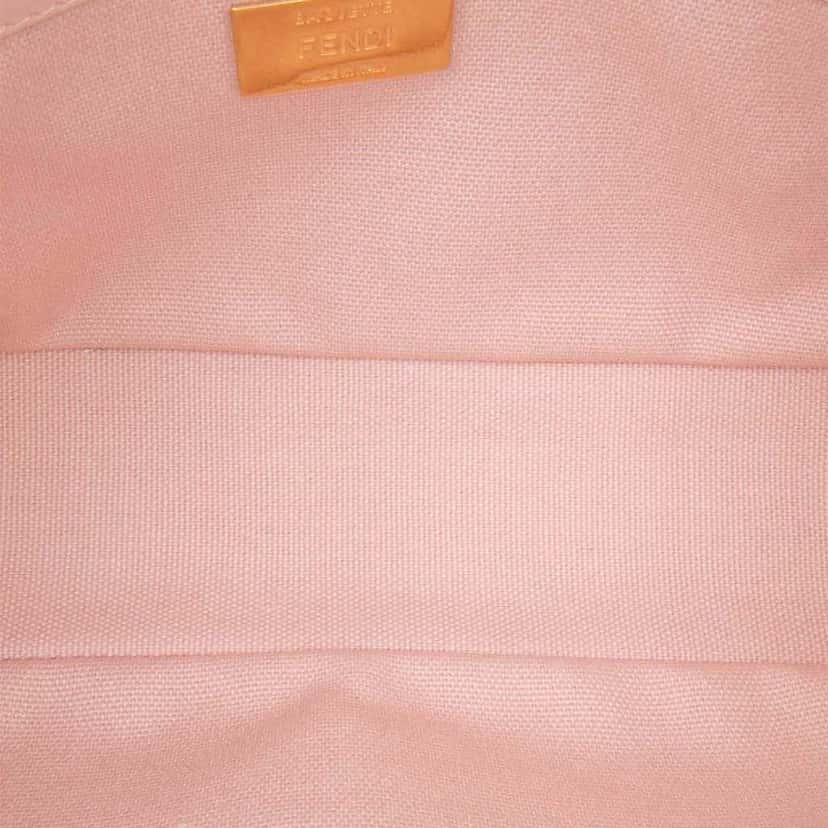 Fendi Zucca Embroidered Canvas Baguette Satchel Pink Canvas Good condition - Model View