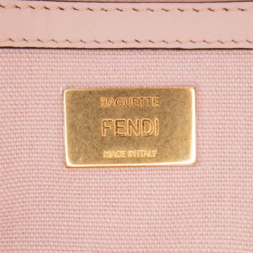 Fendi Zucca Embroidered Canvas Baguette Satchel Pink Canvas Good condition - Box View