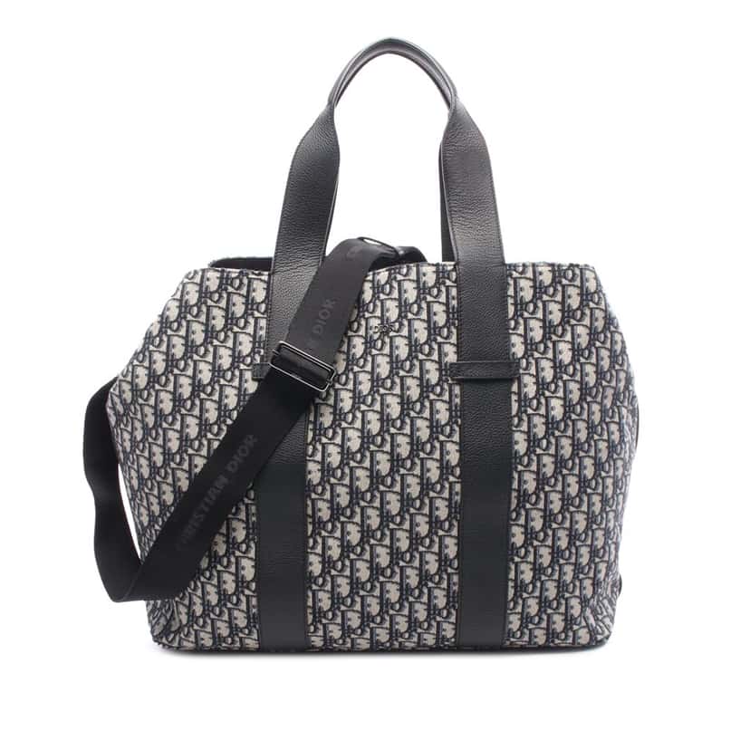 Dior Oblique Canvas Tote Blue Canvas Good condition - Front View