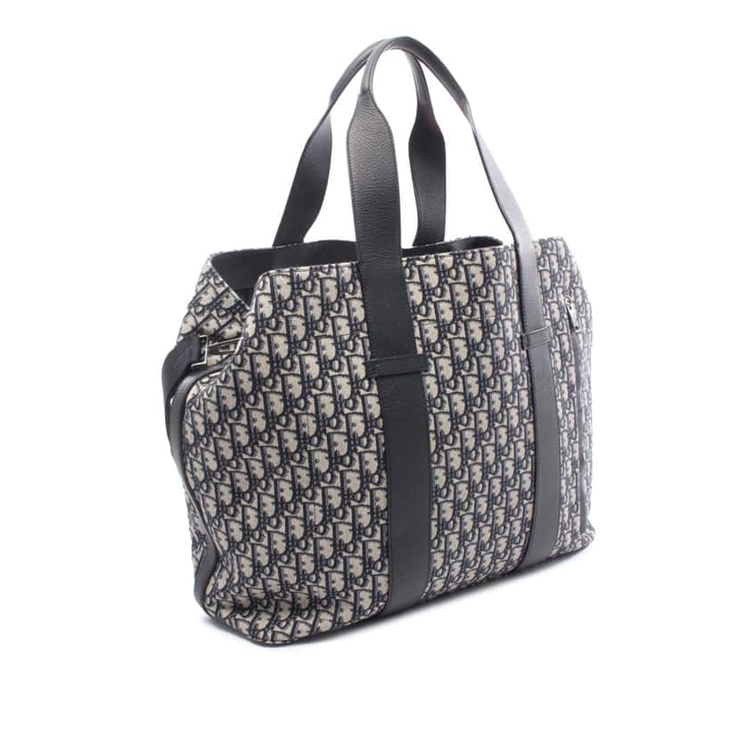 Dior Oblique Canvas Tote Blue Canvas Good condition - Back View