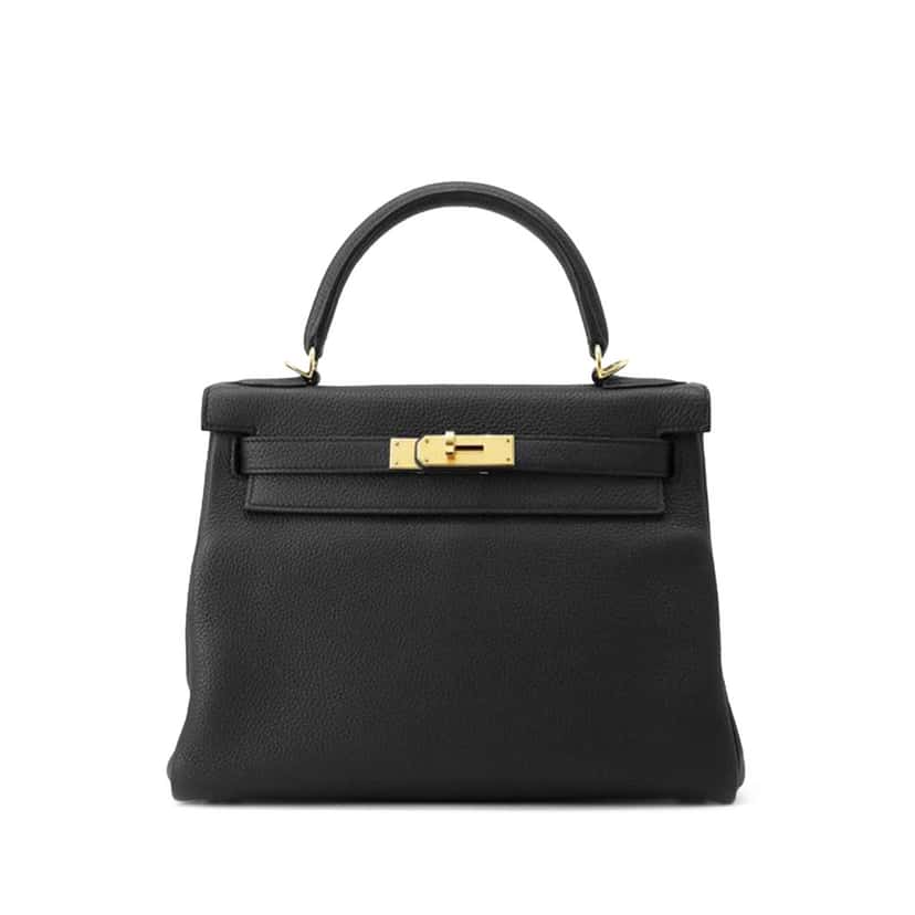 Hermès Togo Kelly II Retourne 28 Black Leather Good condition - Front View