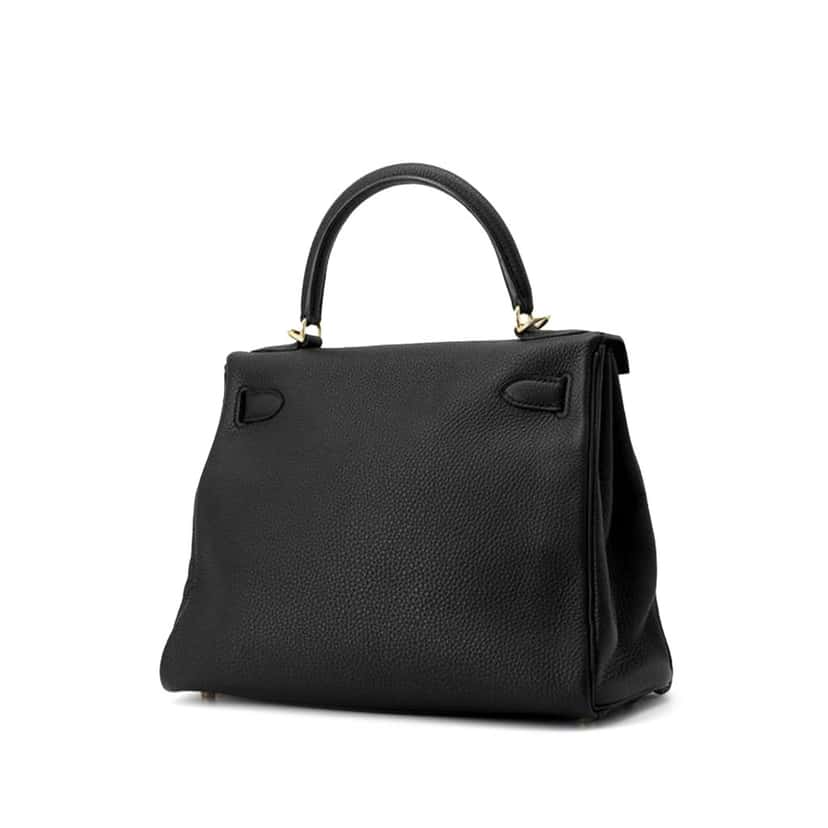 Hermès Togo Kelly II Retourne 28 Black Leather Good condition - Back View