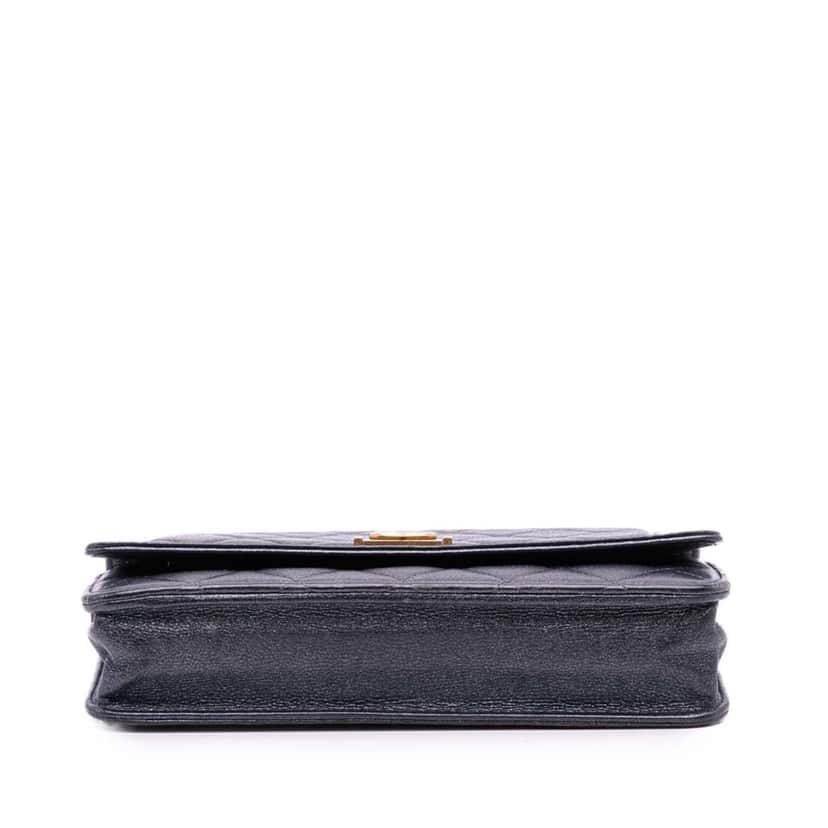 Chanel Quilted Lambskin Boy Wallet On Chain Black Leather Good condition - Inside View