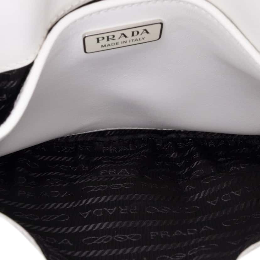 Prada Mini Brushed Leather Cleo Bag White Leather Good condition - Model View