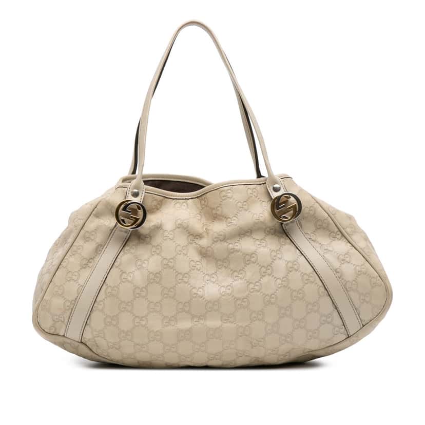 Gucci Guccissima Twins Shoulder Bag White Leather Good condition - Front View