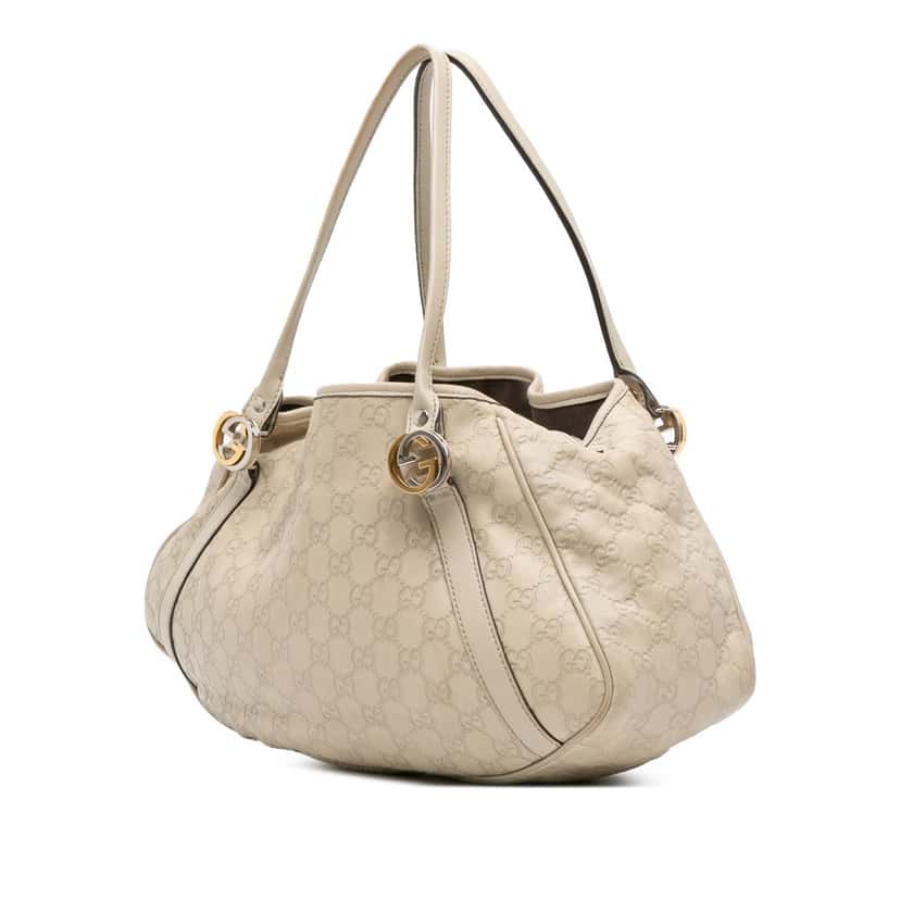 Gucci Guccissima Twins Shoulder Bag White Leather Good condition - Back View