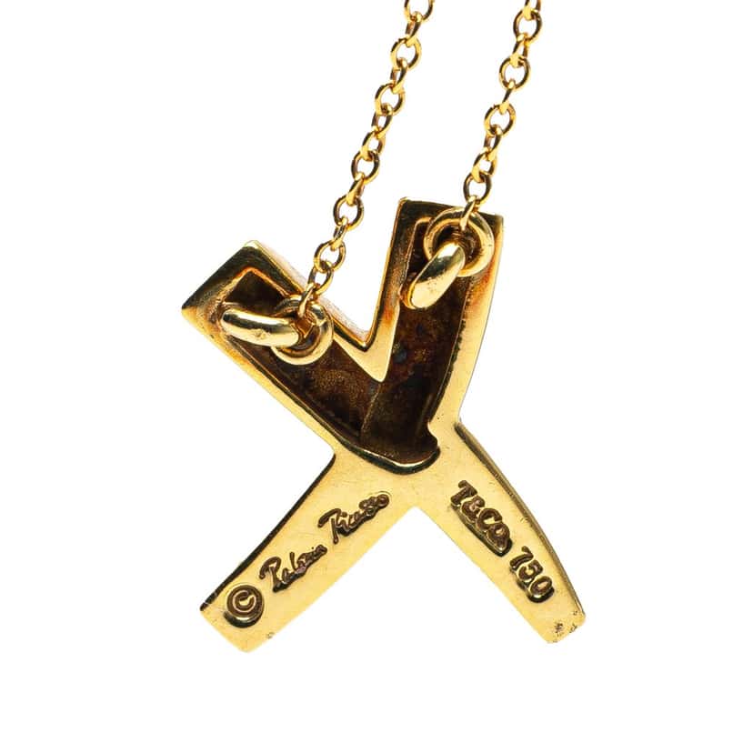 Tiffany & Co Paloma Picasso 18K Yellow Gold X Kiss Necklace Gold Gold Good condition - Model View