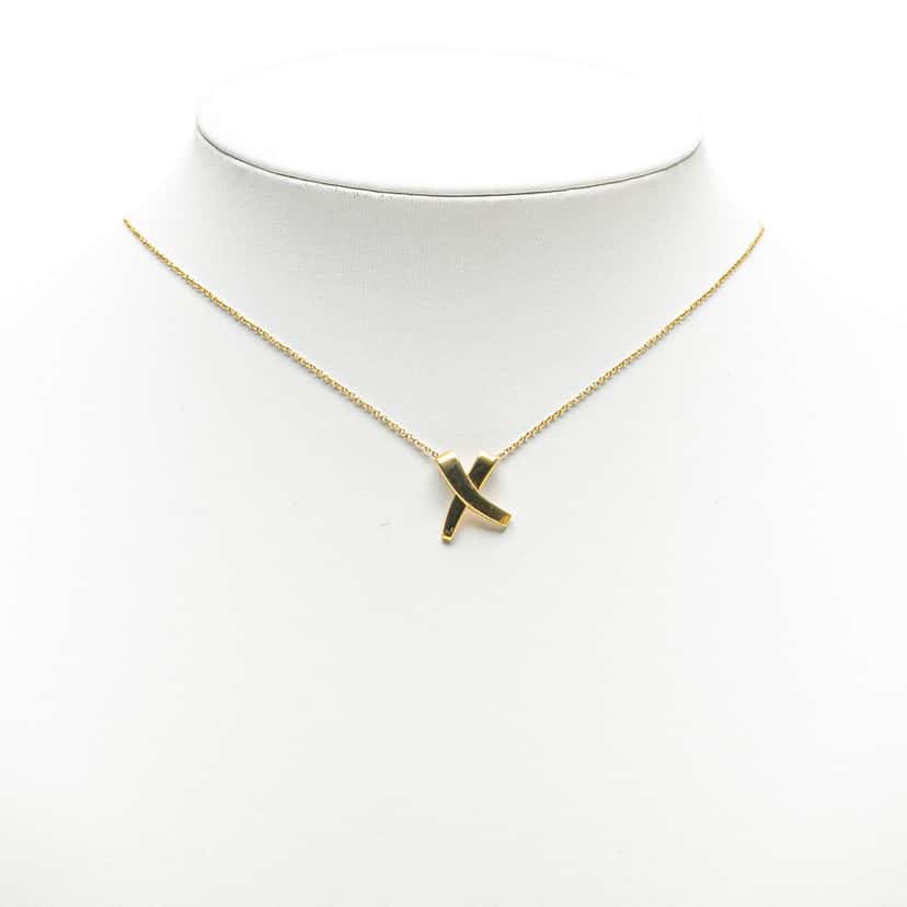 Tiffany & Co Paloma Picasso 18K Yellow Gold X Kiss Necklace Gold Gold Good condition - Box View