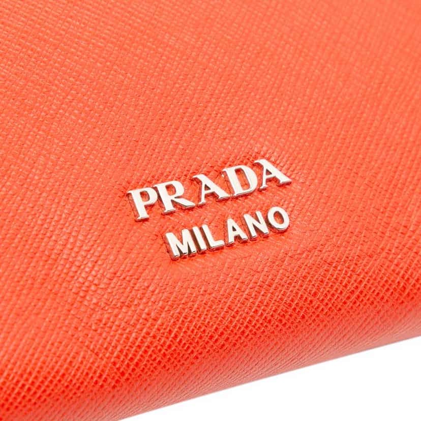 Prada Saffiano Flap Clutch Red Leather Good condition - Box View