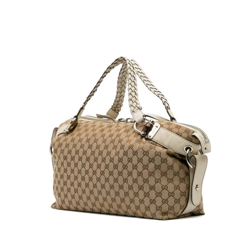 Gucci Medium GG Canvas Bamboo Bar Tote Brown Canvas Good condition - Back View