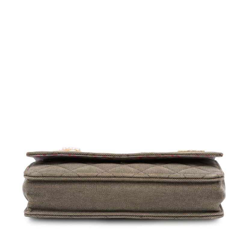 Chanel Quilted Canvas Coco Cuba Charms Wallet On Chain Brown Canvas Good condition - Inside View