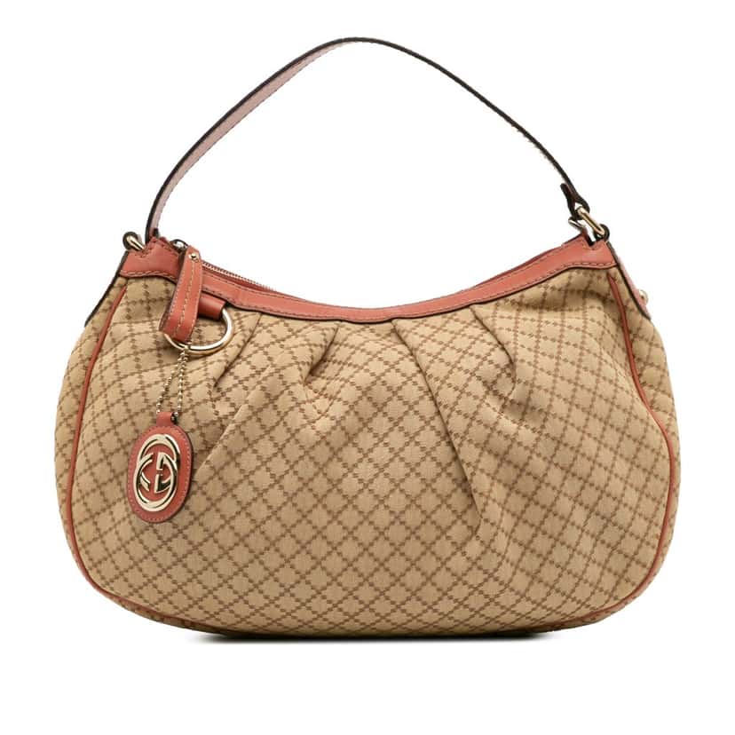 Gucci Diamante Canvas Sukey Shoulder Bag Brown Canvas Good condition - Front View
