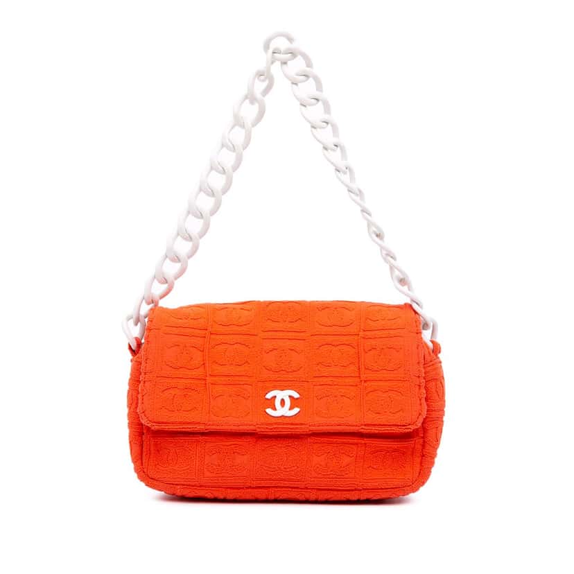 Chanel Terry Cloth Sport Line Flap Orange Cotton Good condition - Front View